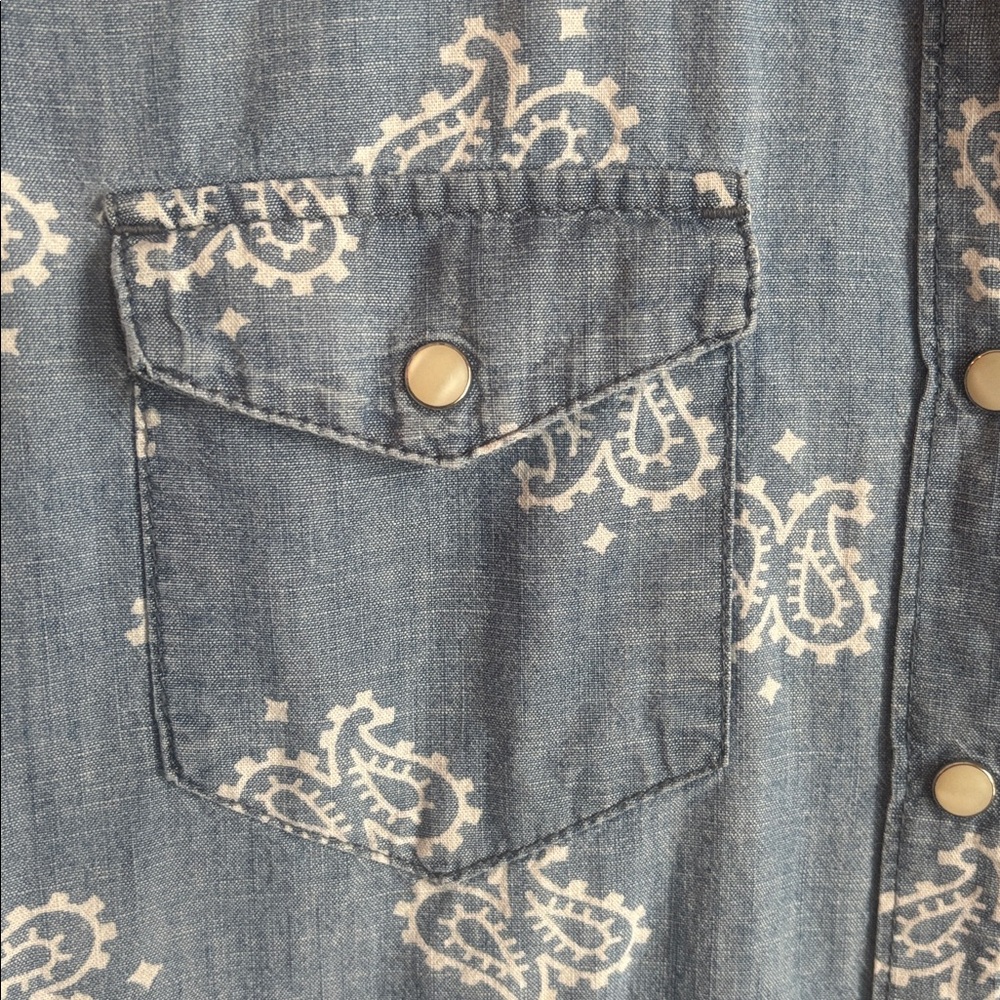 GAP | Light Blue Patterned Button Down Shirt Dress - image 4